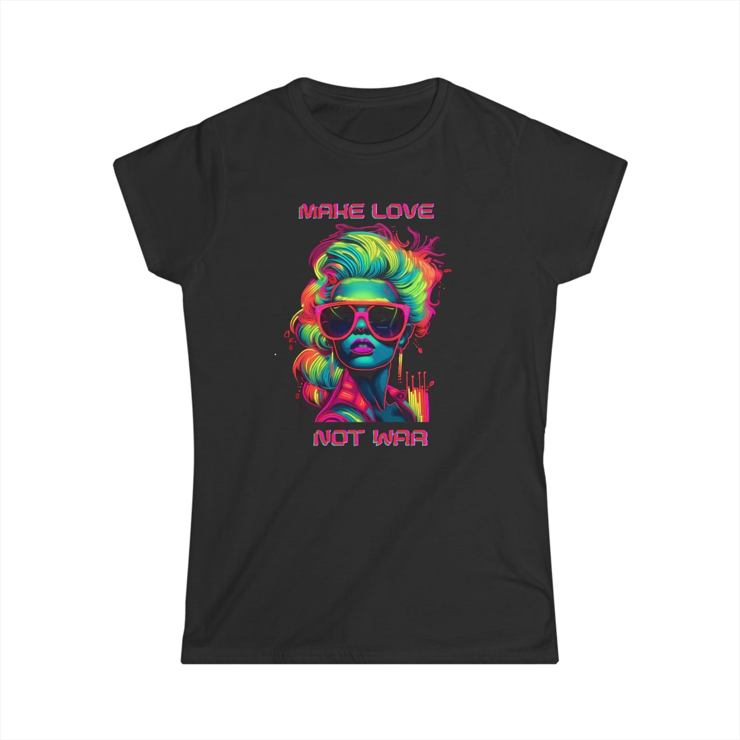 Make Love Not War Women's Softstyle Tee - Colorful Graphic Tee for Positive Vibes T-Shirt Printify Black S