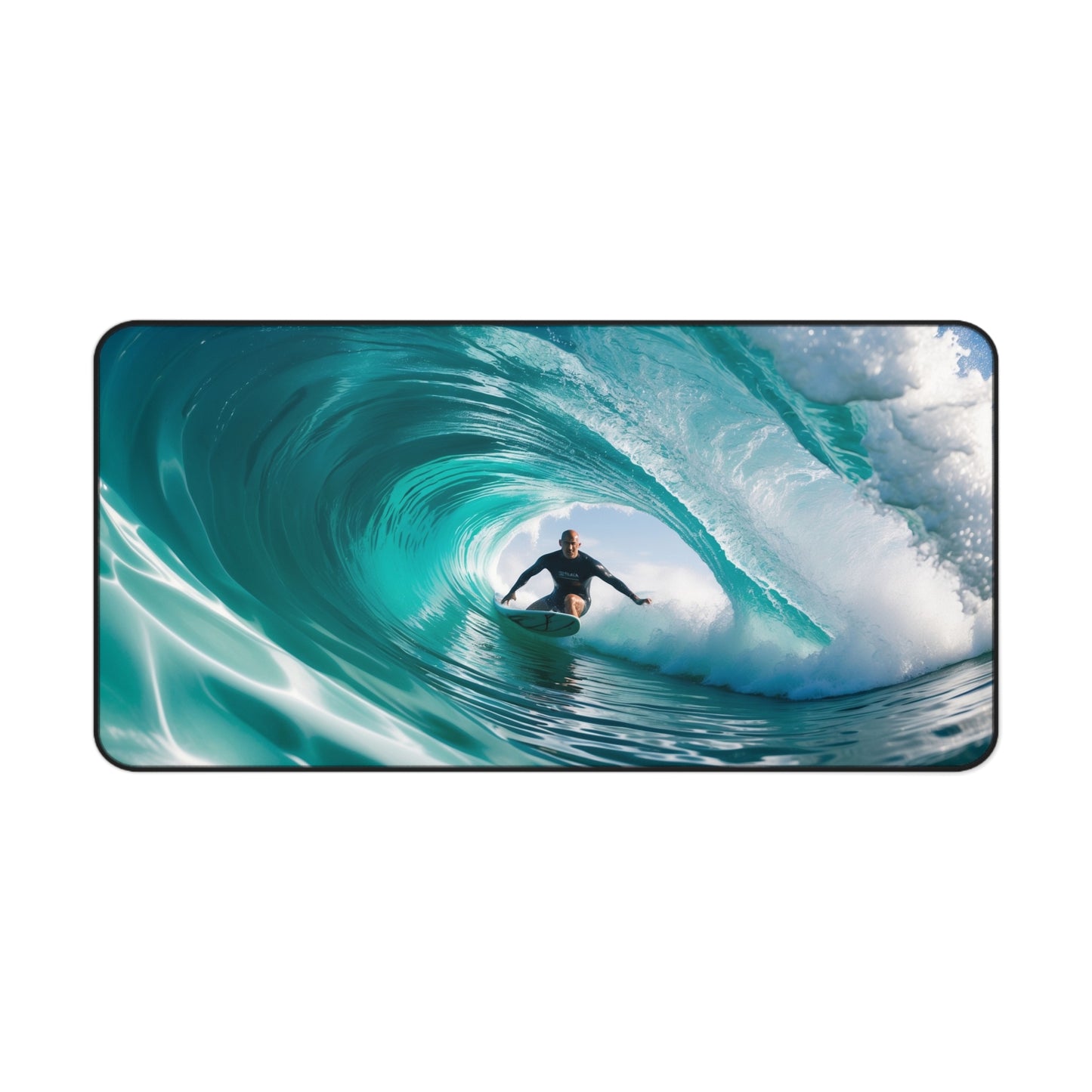 Inside the Barrel: Surfing Photography, Ocean Wave Art- by The Good Kink Mouse Pads Printify 16" × 32"