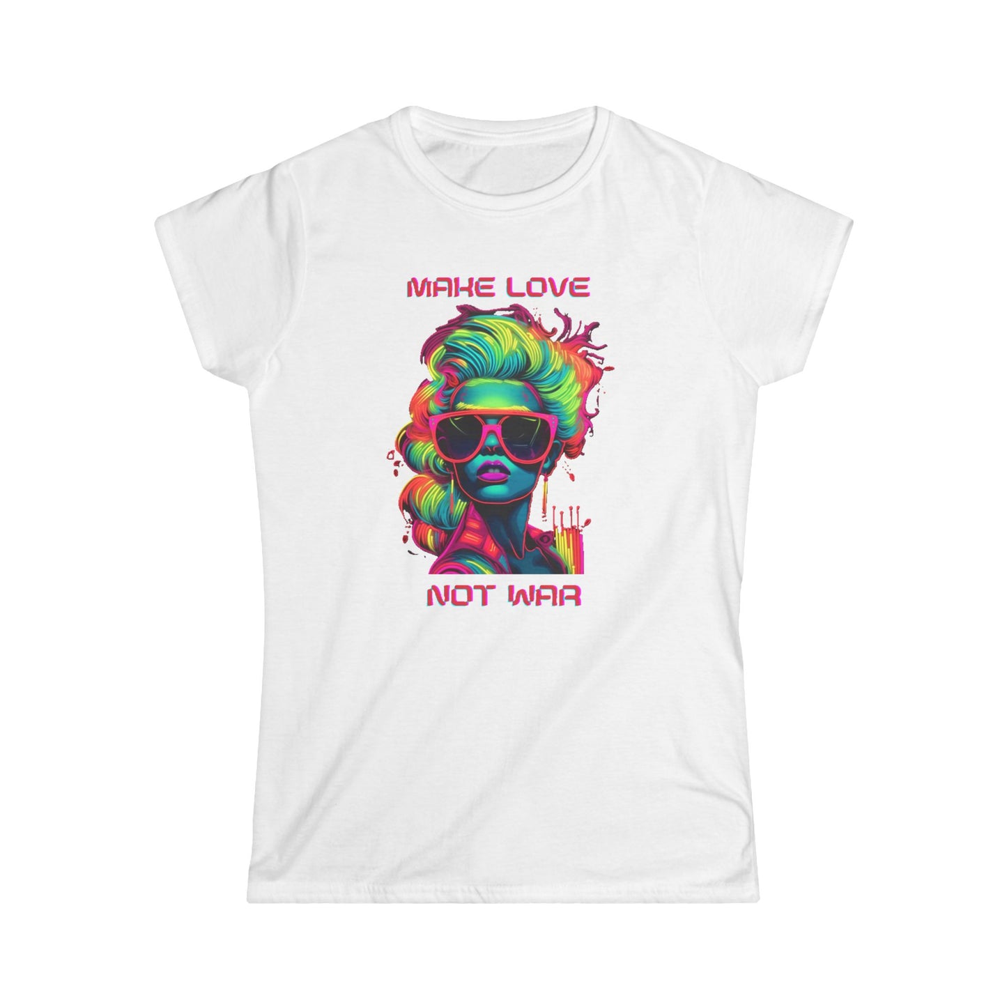 Make Love Not War Women's Softstyle Tee - Colorful Graphic Tee for Positive Vibes T-Shirt Printify White S