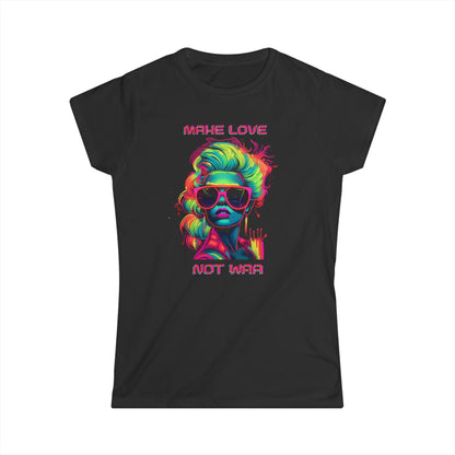 Make Love Not War Women's Softstyle Tee - Colorful Graphic Tee for Positive Vibes T-Shirt Printify Black S
