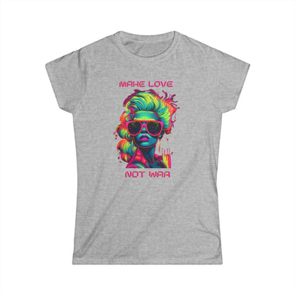 Make Love Not War Women's Softstyle Tee - Colorful Graphic Tee for Positive Vibes T-Shirt Printify Sport Grey S