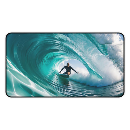 Inside the Barrel: Surfing Photography, Ocean Wave Art- by The Good Kink Mouse Pads Printify 12" × 22"